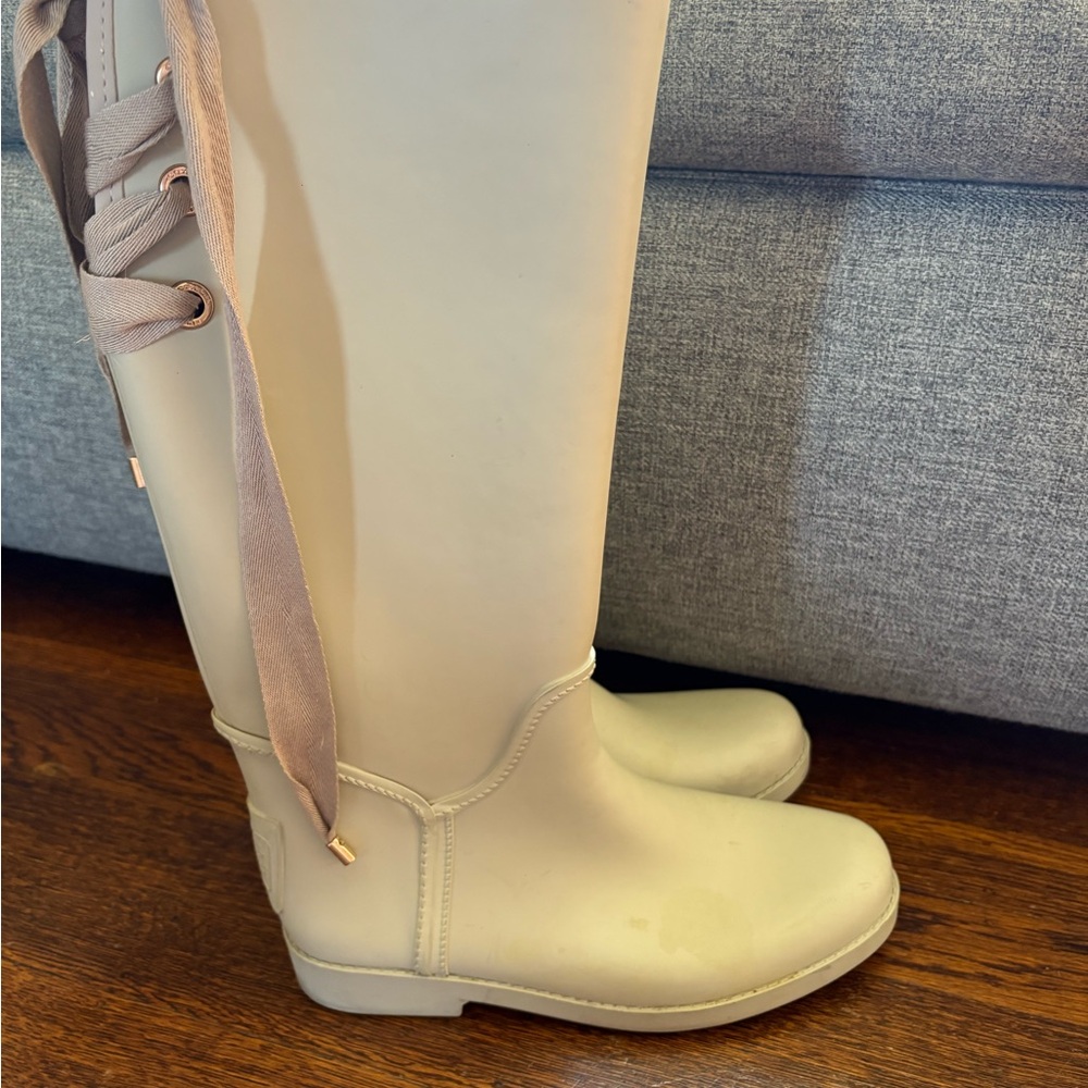 Coach Cream Knee-High Women's rain boots